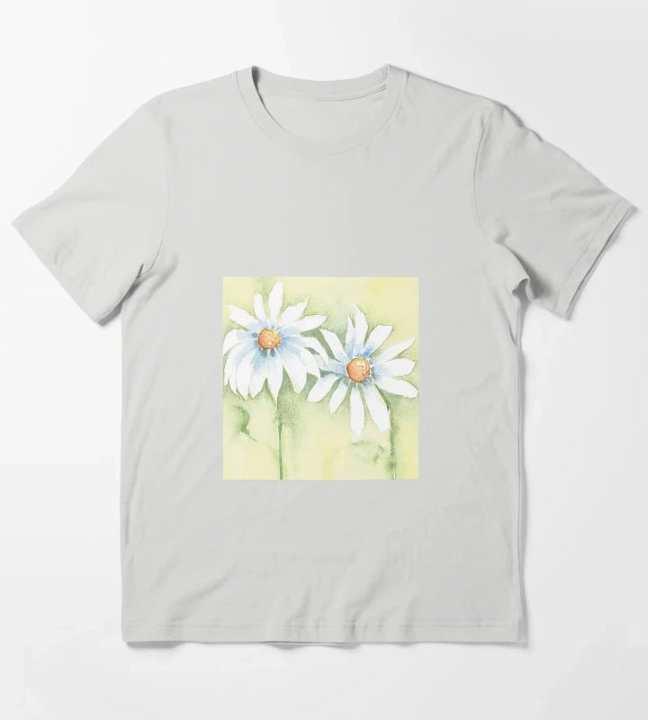 Two White Daisies T-Shirt Light Grey