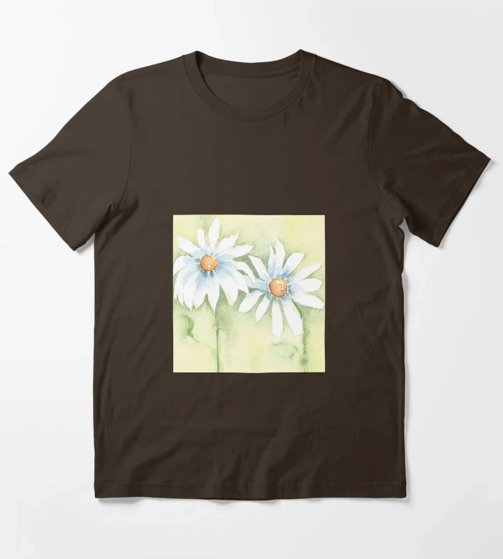 Two White Daisies T-Shirt Brown
