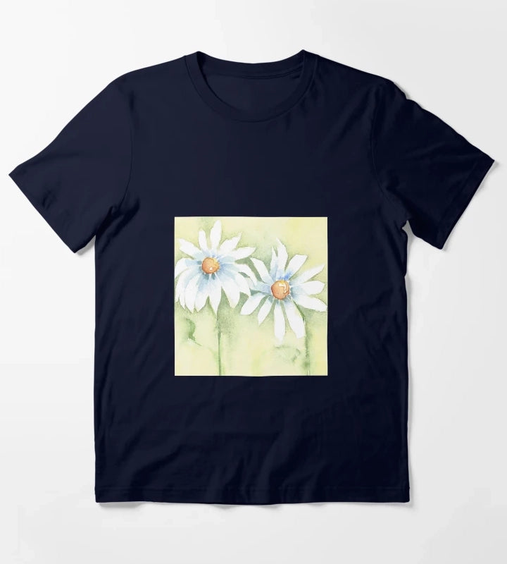 Two White Daisies T-Shirt Navy