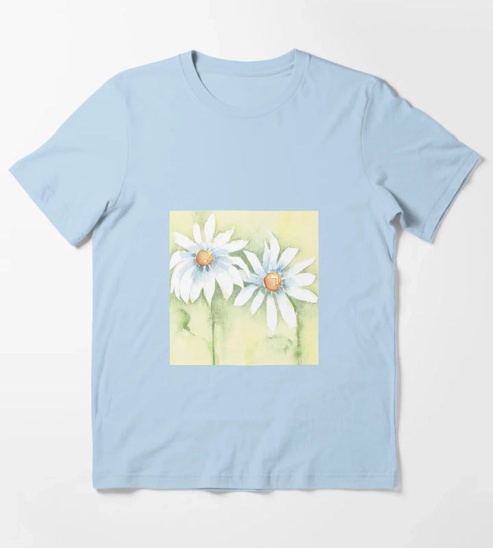 Two White Daisies T-Shirt Sky Blue