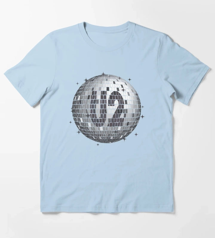 U2 Disco Ball Mono Bono TShirt T-Shirt Sky Blue