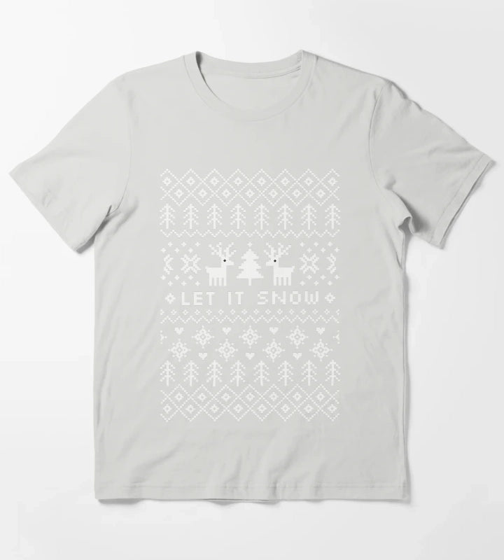 Ugly Christmas Sweater Let it Snow T-Shirt Light Grey