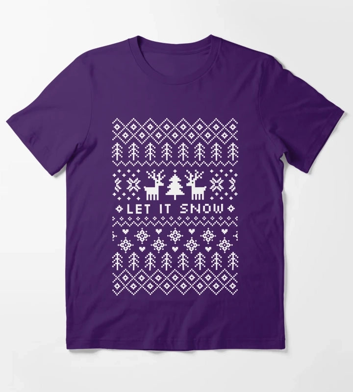 Ugly Christmas Sweater Let it Snow T-Shirt Purple