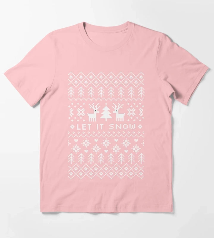 Ugly Christmas Sweater Let it Snow T-Shirt Dark Grey