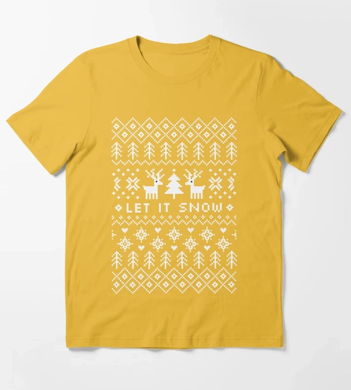 Ugly Christmas Sweater Let it Snow T-Shirt Yellow