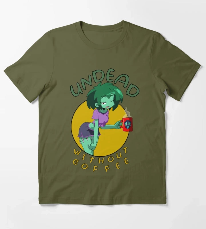 Undead Without Coffee T-Shirt Olive Green