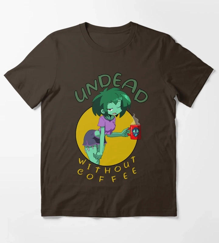 Undead Without Coffee T-Shirt Brown