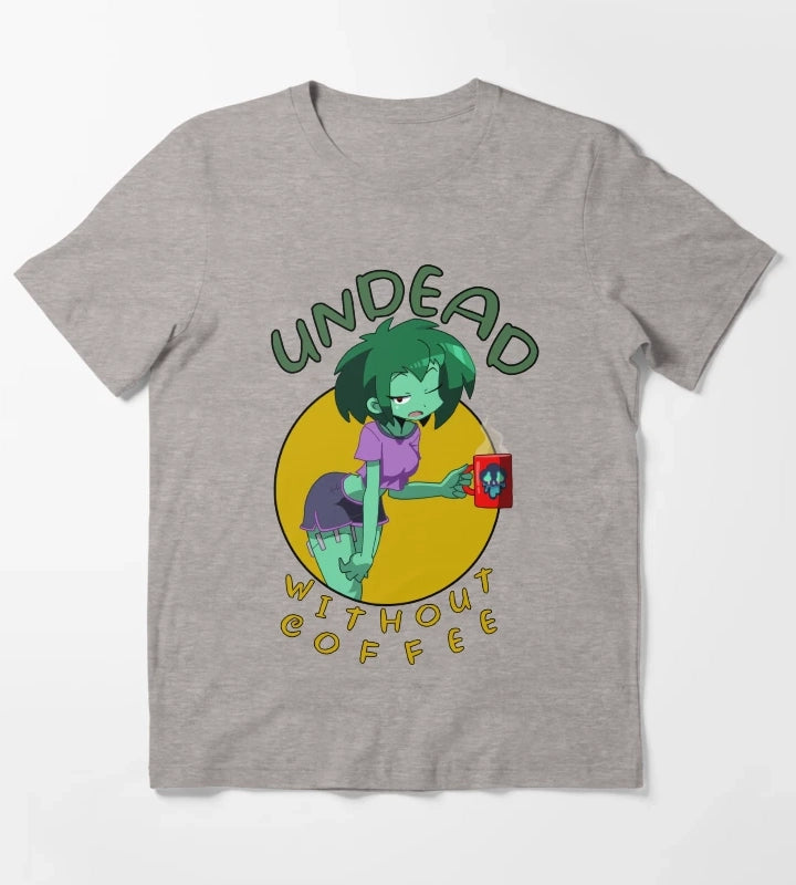 Undead Without Coffee T-Shirt Heather Grey