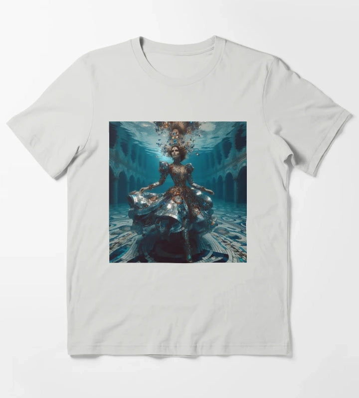 Underwater Disco Queen Mirror Dress Atlantis Sci Fi Fantasy T-Shirt Light Grey