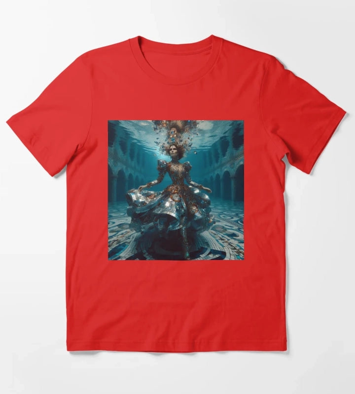 Underwater Disco Queen Mirror Dress Atlantis Sci Fi Fantasy T-Shirt Red