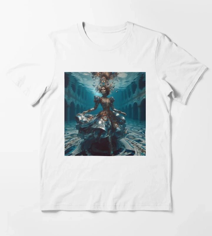 Underwater Disco Queen Mirror Dress Atlantis Sci Fi Fantasy T-Shirt White