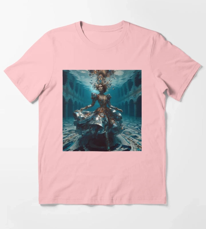 Underwater Disco Queen Mirror Dress Atlantis Sci Fi Fantasy T-Shirt Dark Grey