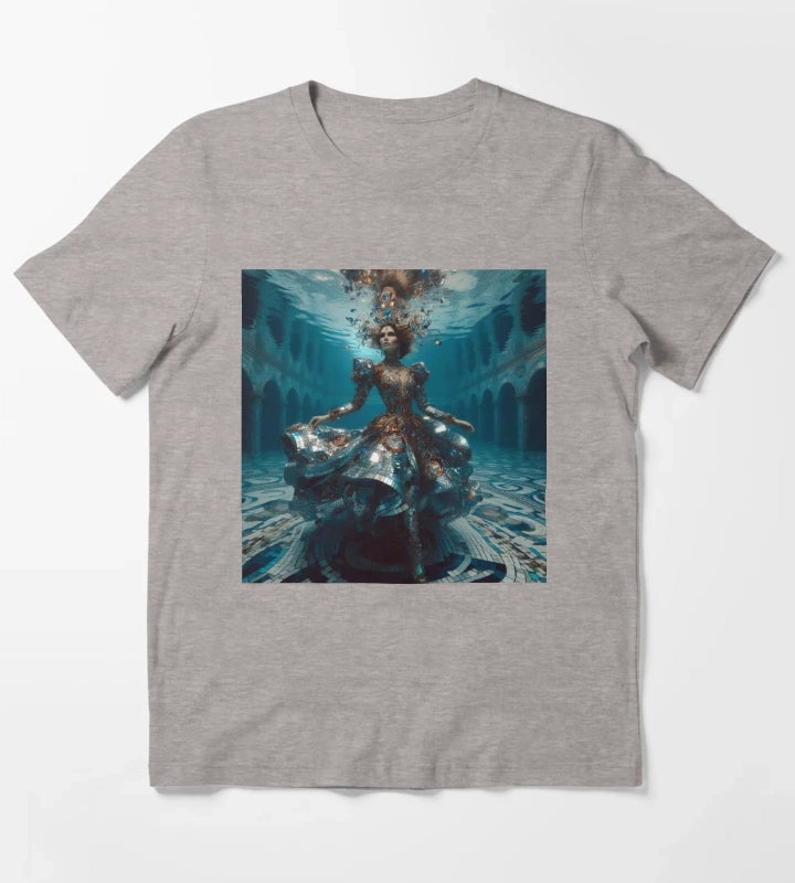 Underwater Disco Queen Mirror Dress Atlantis Sci Fi Fantasy T-Shirt Heather Grey
