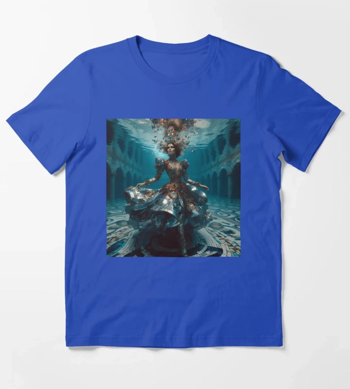 Underwater Disco Queen Mirror Dress Atlantis Sci Fi Fantasy T-Shirt Blue