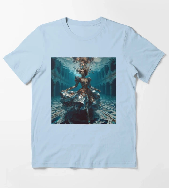 Underwater Disco Queen Mirror Dress Atlantis Sci Fi Fantasy T-Shirt Sky Blue