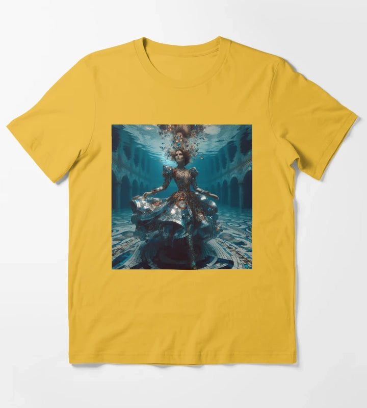 Underwater Disco Queen Mirror Dress Atlantis Sci Fi Fantasy T-Shirt Yellow