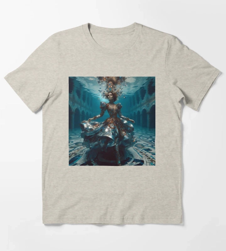 Underwater Disco Queen Mirror Dress Atlantis Sci Fi Fantasy T-Shirt Cream