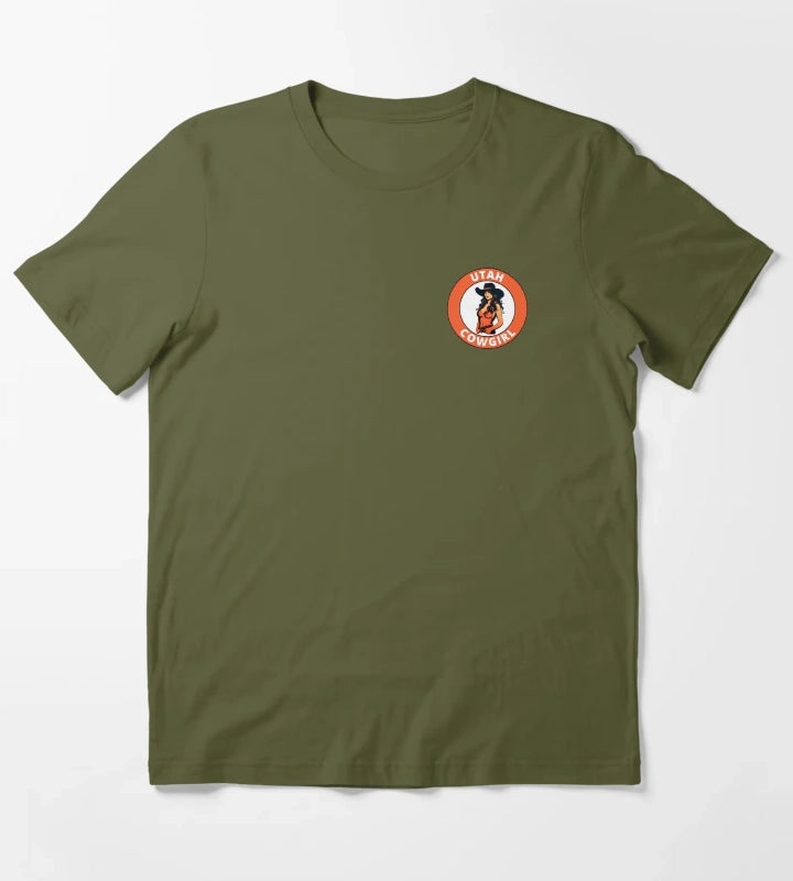 Utah Cowgirl transparent logo design T-Shirt Olive Green
