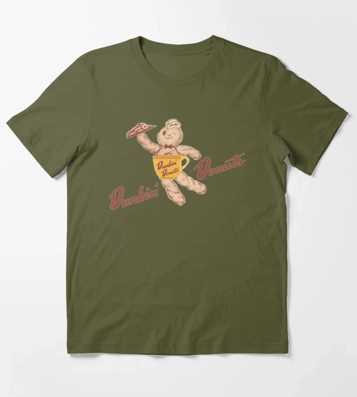 VINTAGE Dunkin Donuts BOX mascot T-Shirt Olive Green
