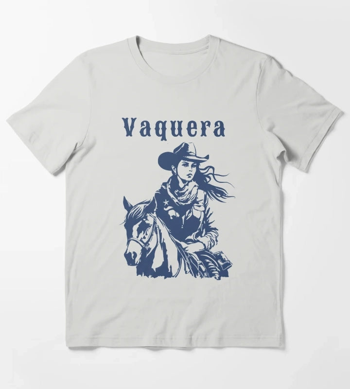 Vaquera Mexican Cowgirl Vintage Western Tshirt Rodeo Style Mexican Cowgirl T-Shirt Light Grey