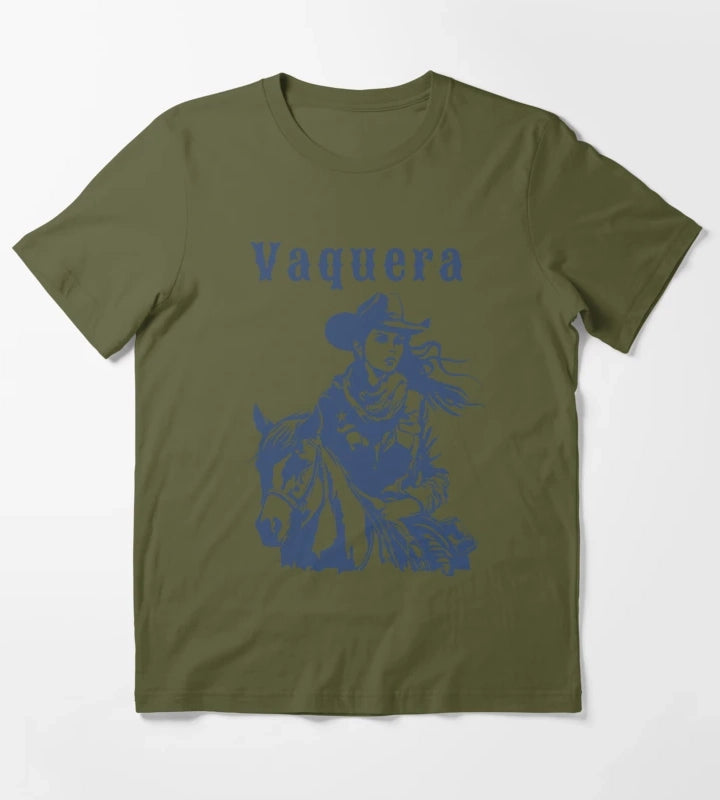 Vaquera Mexican Cowgirl Vintage Western Tshirt Rodeo Style Mexican Cowgirl T-Shirt Olive Green