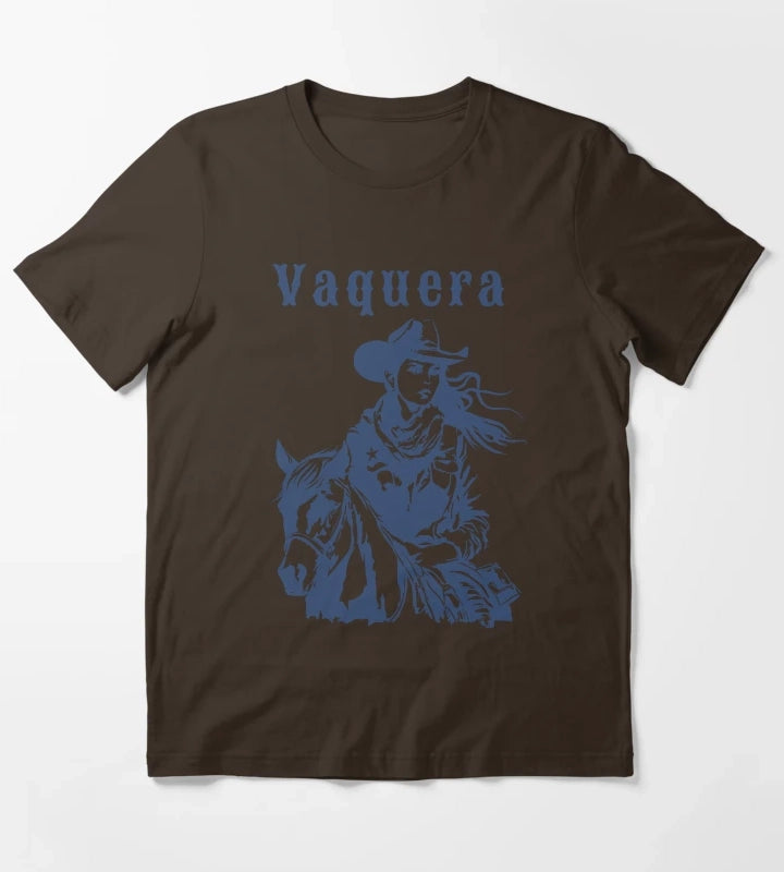 Vaquera Mexican Cowgirl Vintage Western Tshirt Rodeo Style Mexican Cowgirl T-Shirt Brown