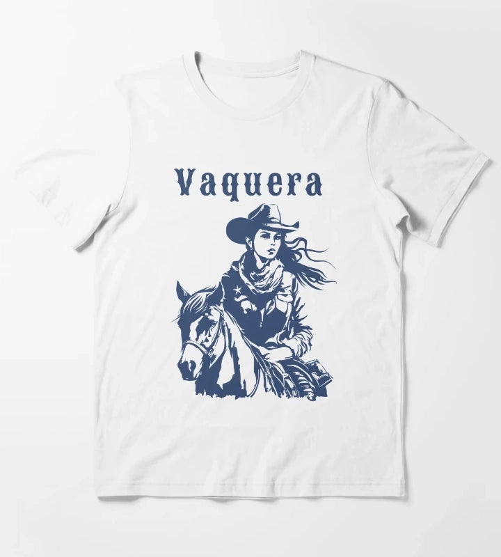 Vaquera Mexican Cowgirl Vintage Western Tshirt Rodeo Style Mexican Cowgirl T-Shirt White