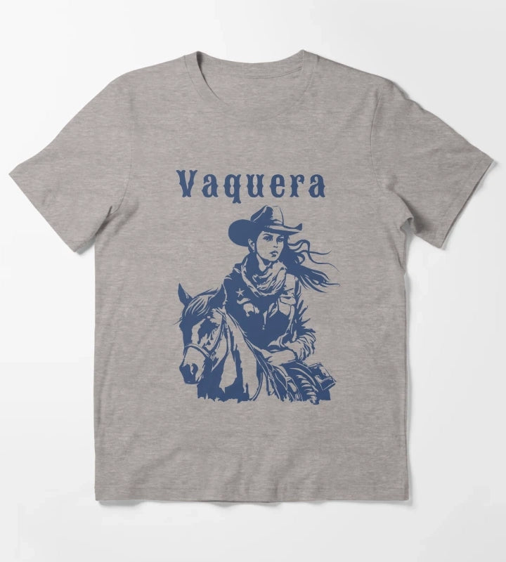 Vaquera Mexican Cowgirl Vintage Western Tshirt Rodeo Style Mexican Cowgirl T-Shirt Heather Grey