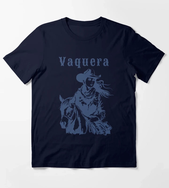 Vaquera Mexican Cowgirl Vintage Western Tshirt Rodeo Style Mexican Cowgirl T-Shirt Navy