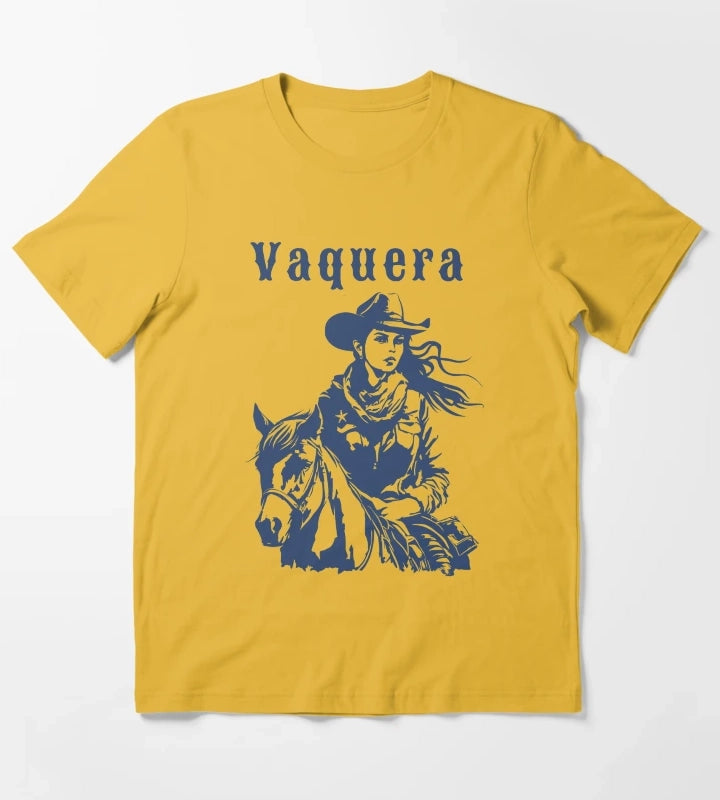 Vaquera Mexican Cowgirl Vintage Western Tshirt Rodeo Style Mexican Cowgirl T-Shirt Yellow