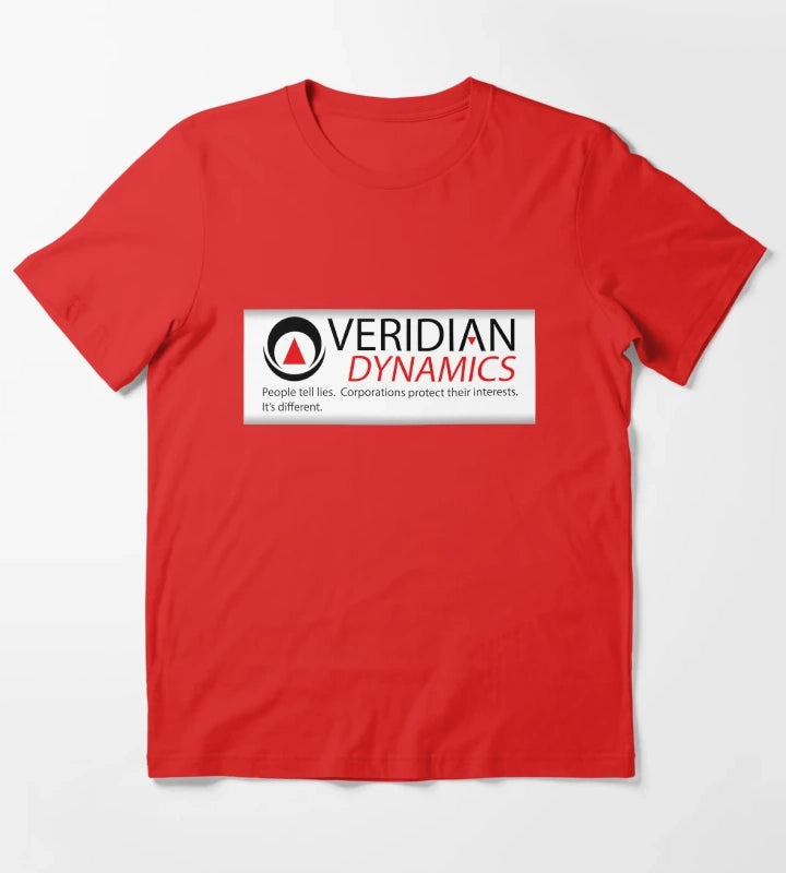 Veridian Dynamics People tell lies Corporations protect their interests Its different BetterOffTed VeridianDynamics T-Shirt Red