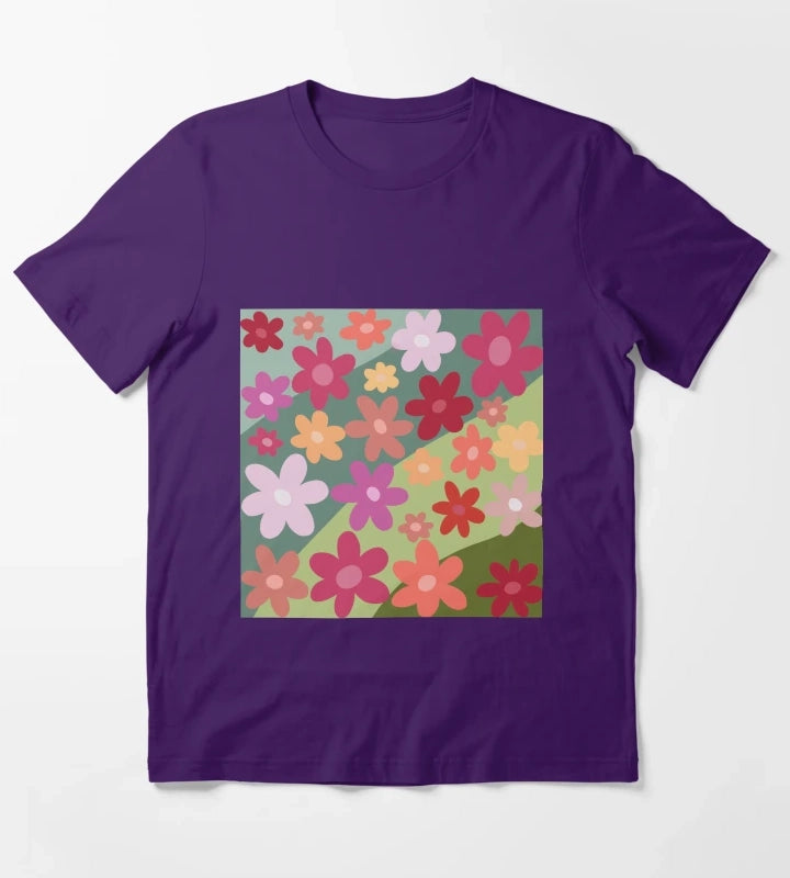 Vibrant hand drawn floral design T-Shirt Purple