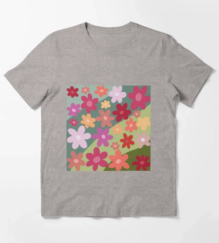 Vibrant hand drawn floral design T-Shirt Heather Grey