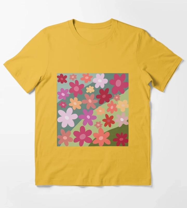 Vibrant hand drawn floral design T-Shirt Yellow