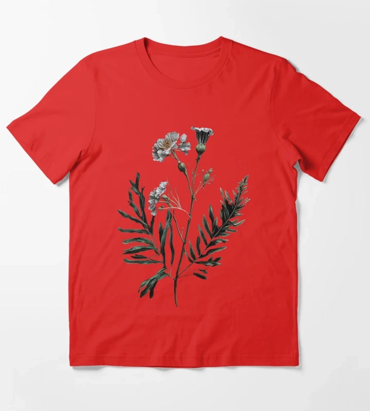 Victorian Daisy Flower T-Shirt Red