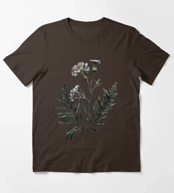 Victorian Daisy Flower T-Shirt Brown