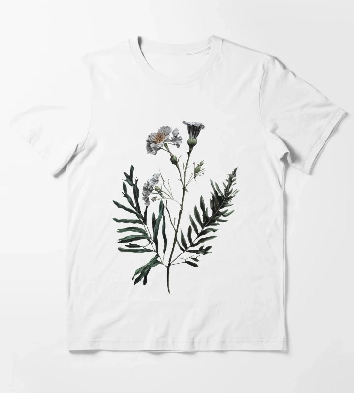 Victorian Daisy Flower T-Shirt White