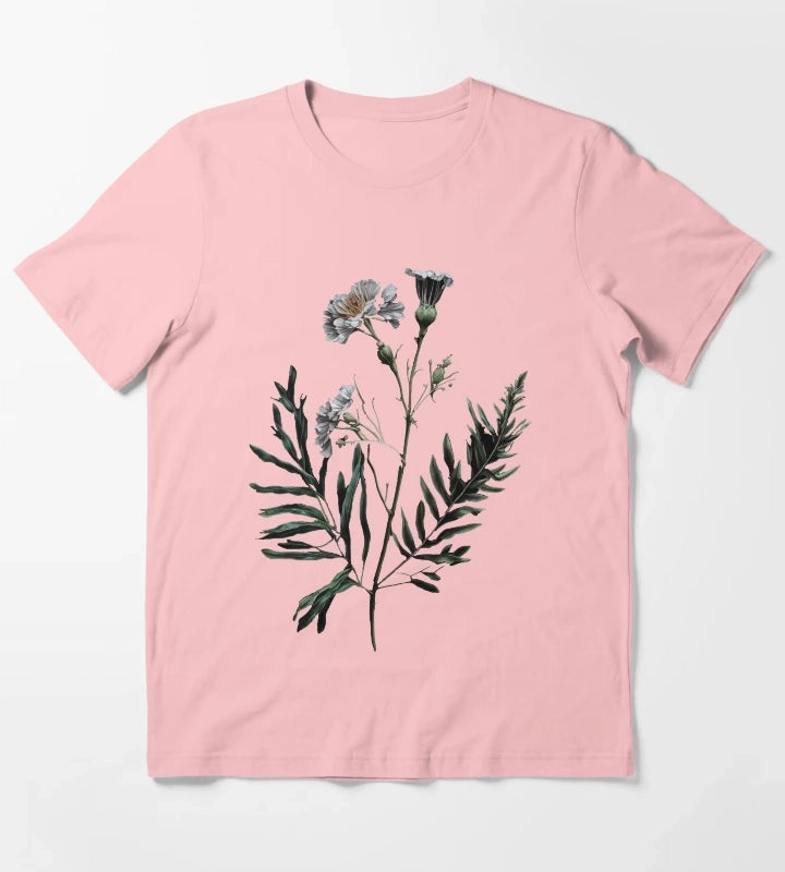 Victorian Daisy Flower T-Shirt Dark Grey
