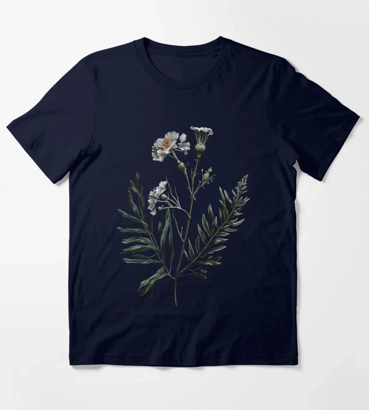 Victorian Daisy Flower T-Shirt Navy