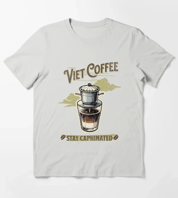 Viet Coffee Stay Caphinated T-Shirt Light Grey