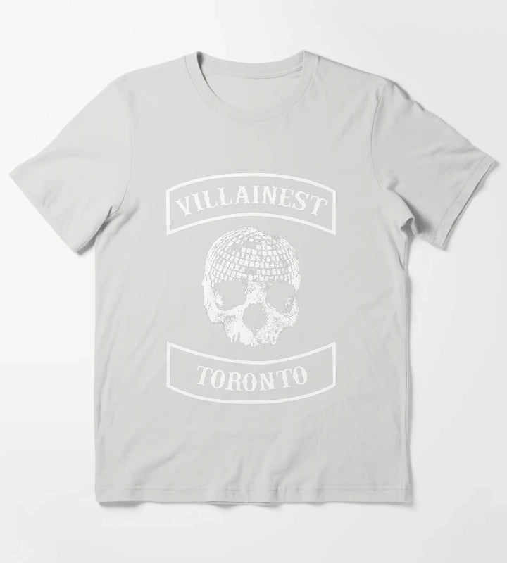 Villainest Disco Skull T-Shirt Light Grey