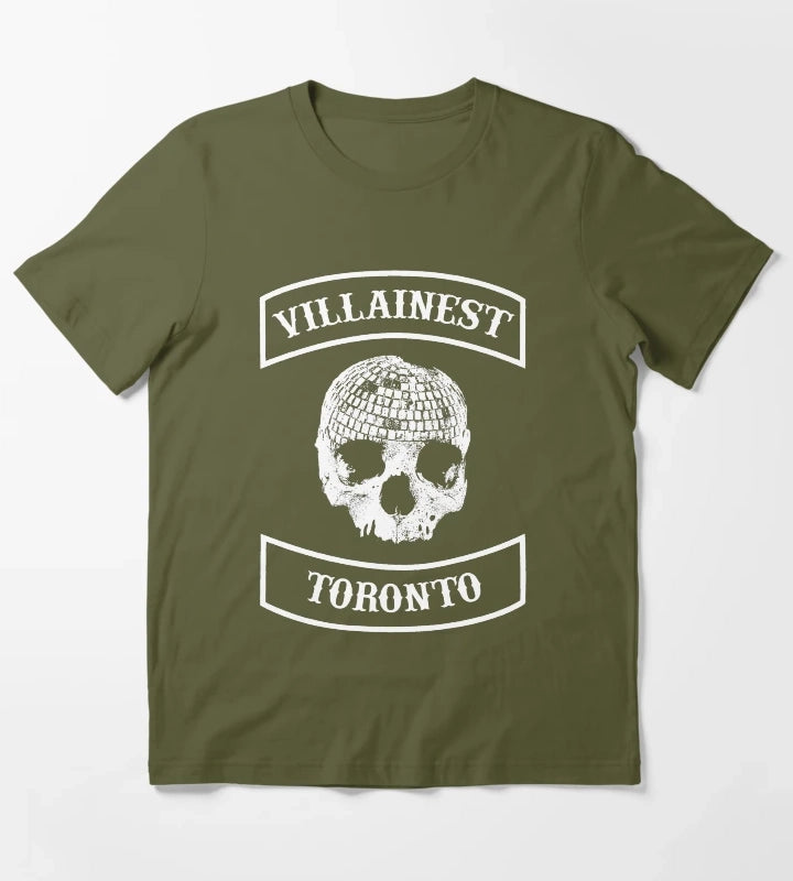Villainest Disco Skull T-Shirt Olive Green