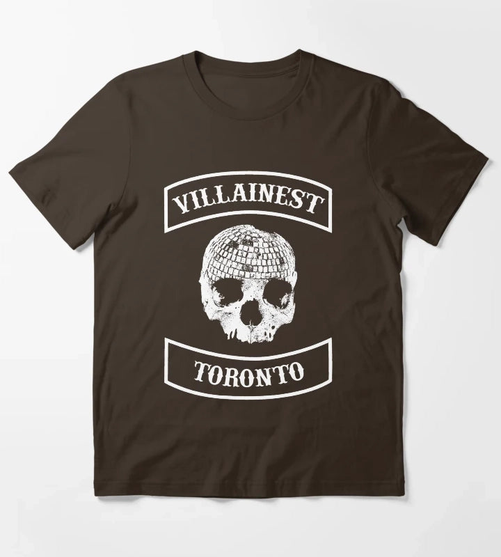 Villainest Disco Skull T-Shirt Brown