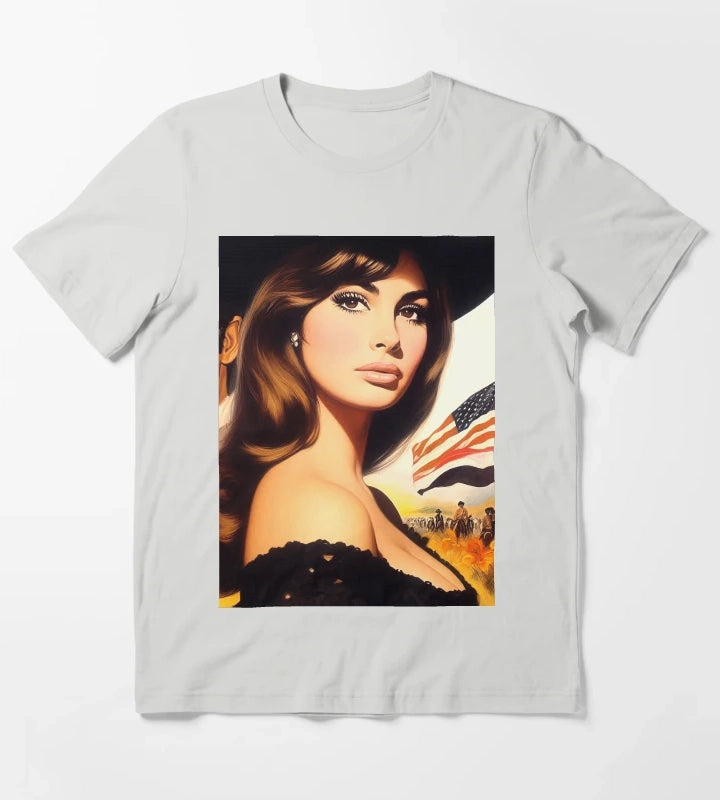 Vintage American Cowgirl T-Shirt Light Grey