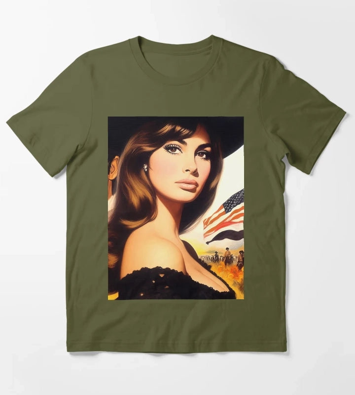 Vintage American Cowgirl T-Shirt Olive Green