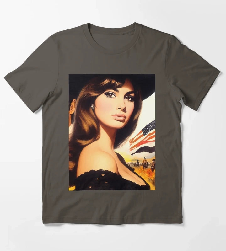 Vintage American Cowgirl T-Shirt Dark Grey