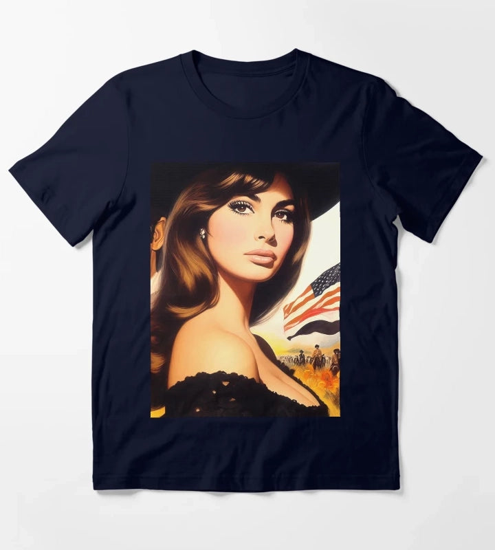 Vintage American Cowgirl T-Shirt Navy