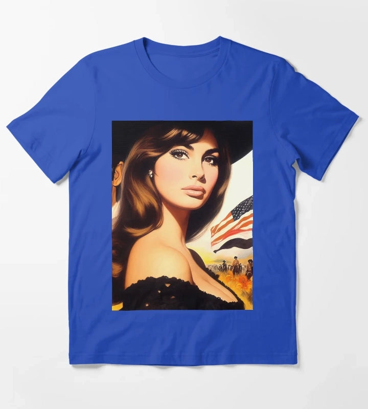 Vintage American Cowgirl T-Shirt Blue