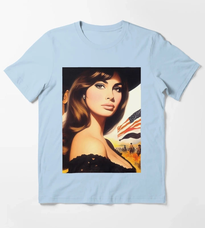 Vintage American Cowgirl T-Shirt Sky Blue
