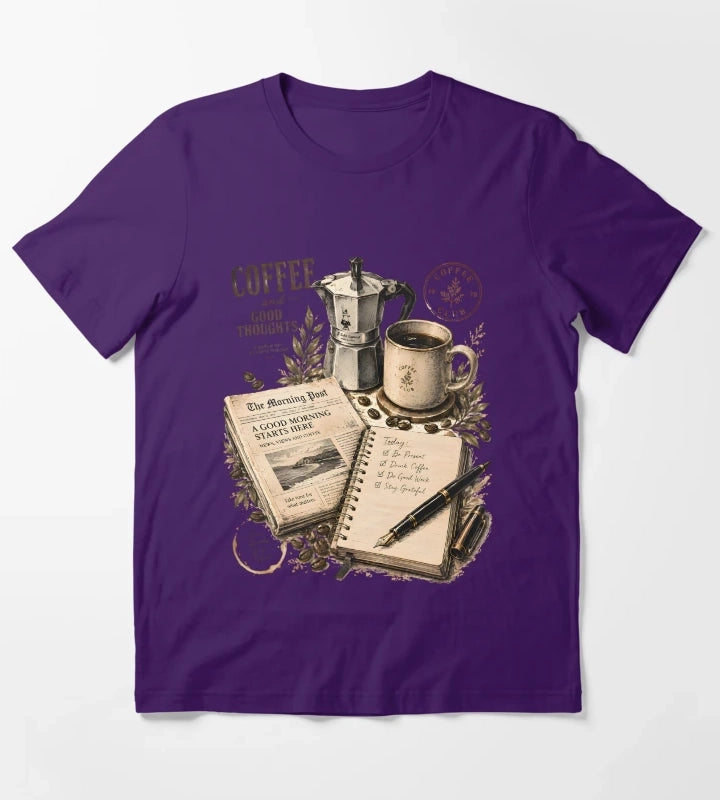 Vintage Coffee Morning Lifestyle Collage T-Shirt Purple